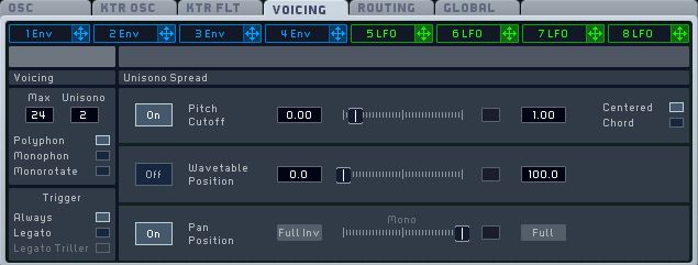 The Voicing settings.
