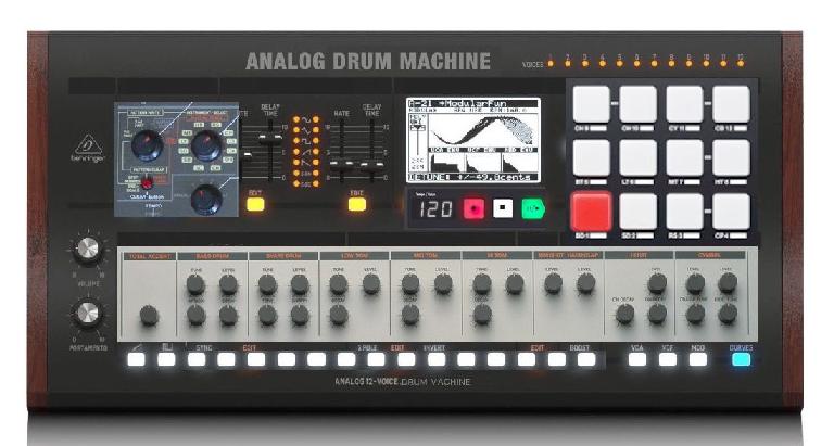 This is NOT the design of the Behringer analog drum machine. It is sections of other popular drum machines pasted together.