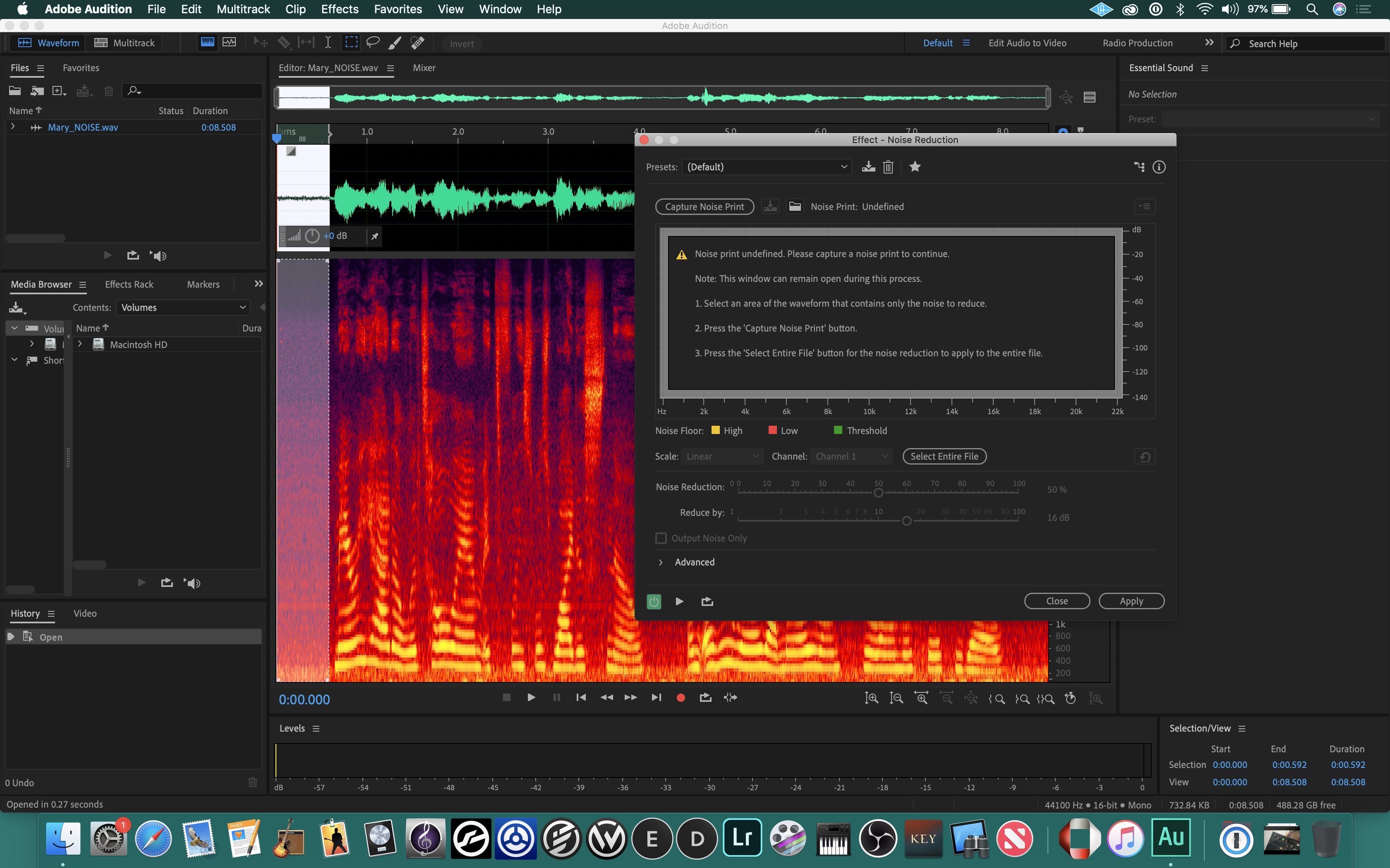 Spectral frequency view audition