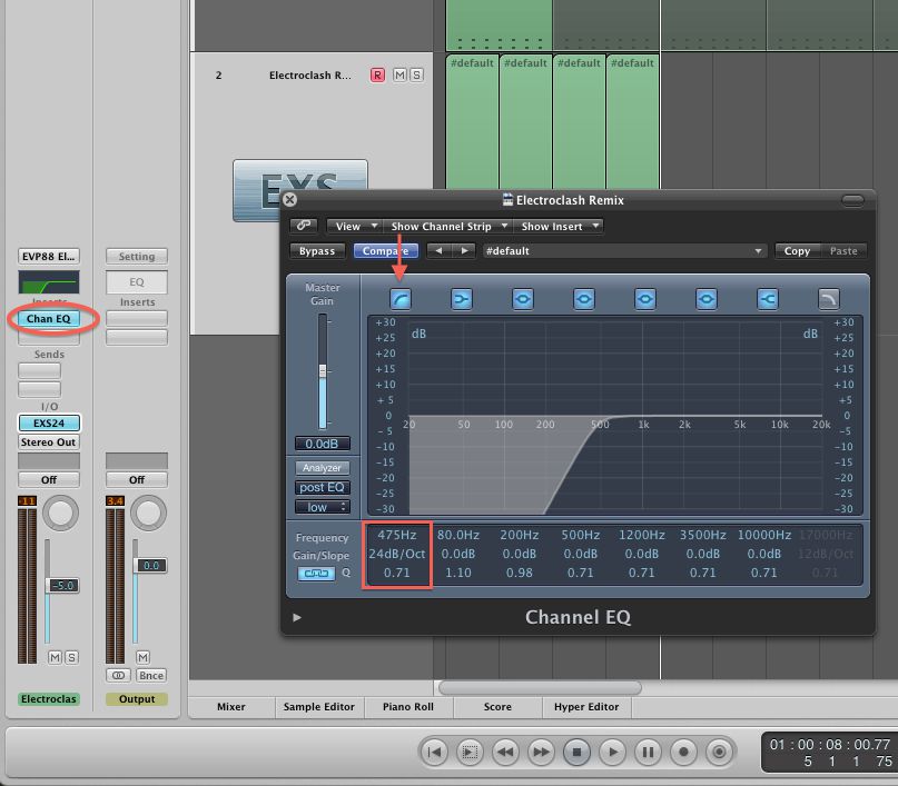 EQ settings for the snare.