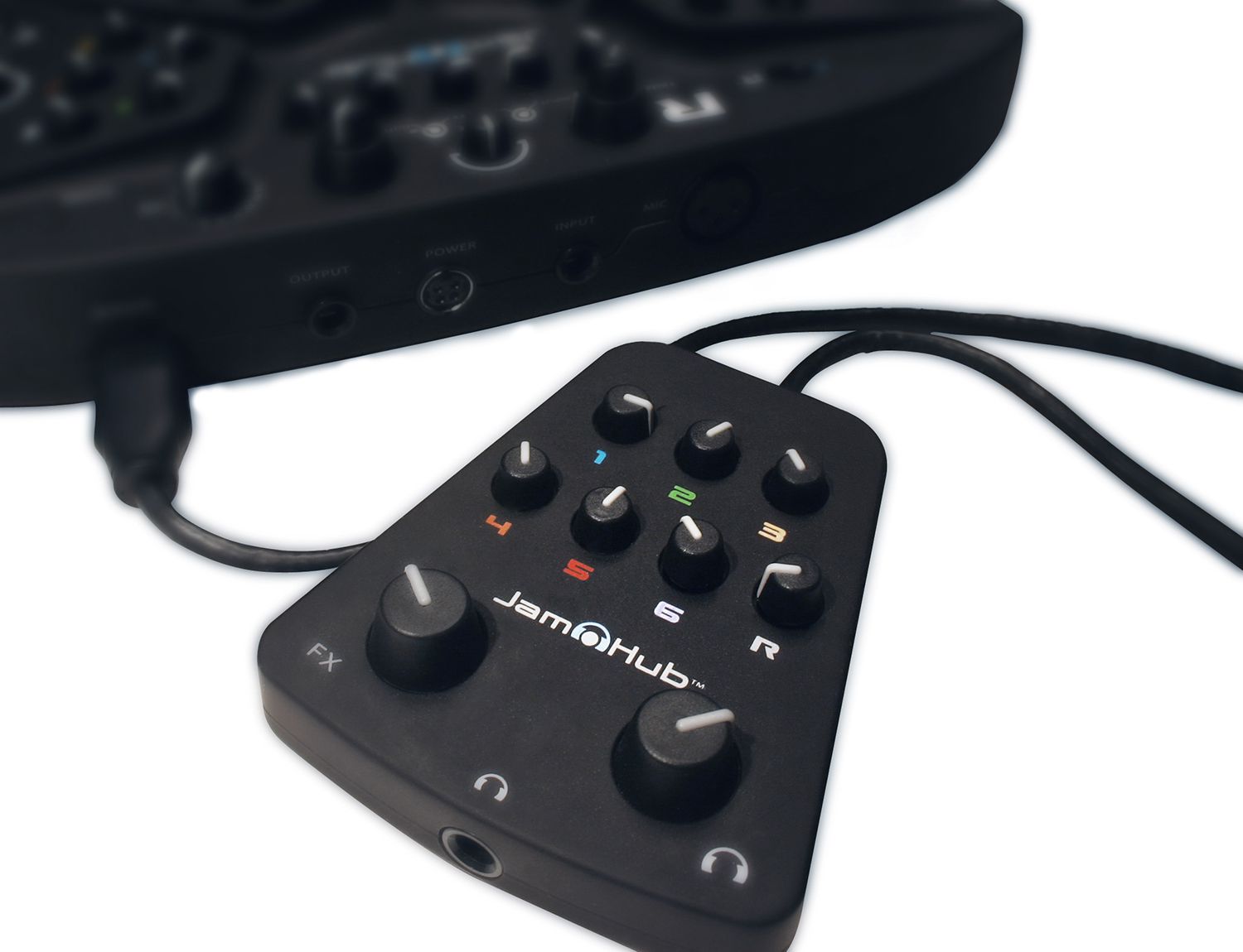 The SoleMix remote allows musicians who are physically further away from the JamHub to adjust their own mix.