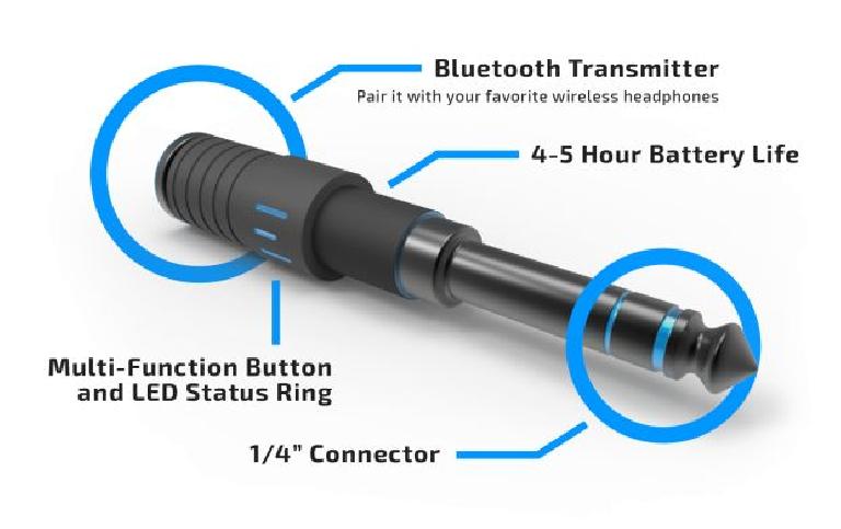 Ether low-latency bluetooth headphone transmitter for pro DJs and musicians.