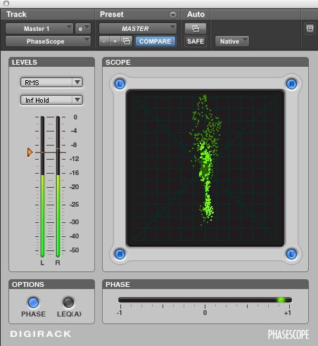 Insert this Phasescope plug-in on the stereo buss.