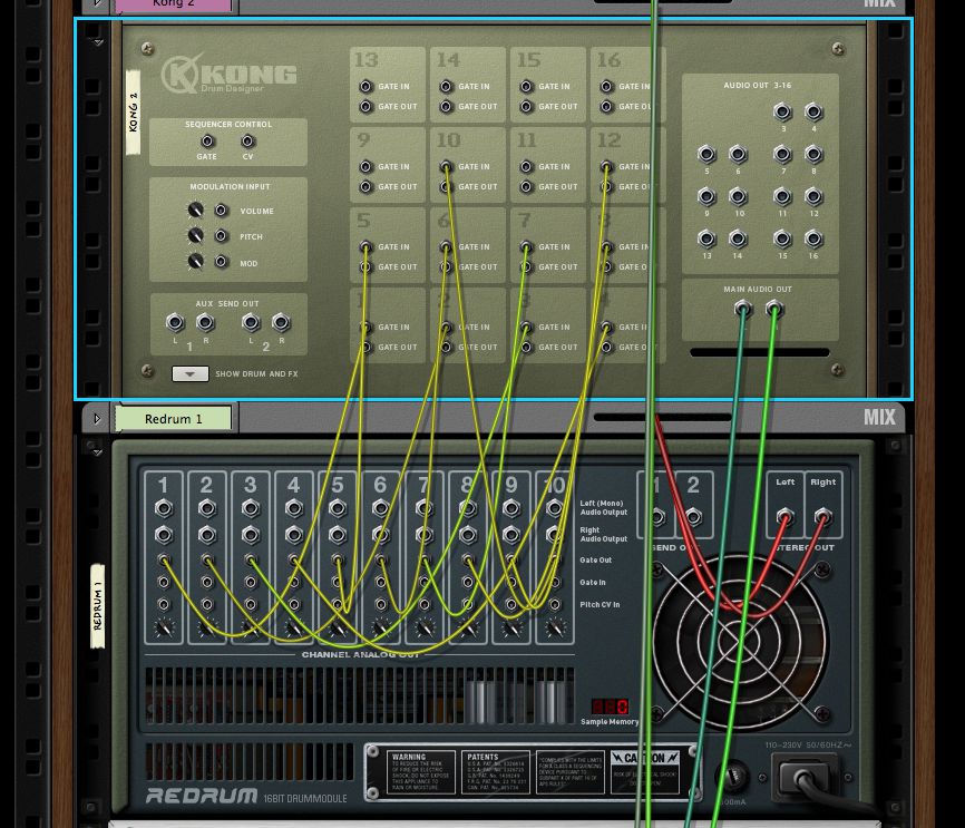 CV routings can be used to trigger drums as well as route modulators.