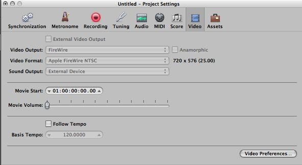 Video project settings