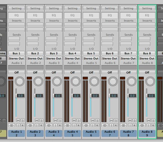 Audio tracks fed by Aux channels