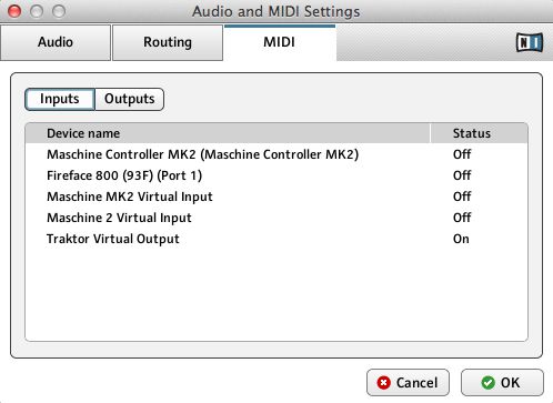 Maschine audio midi settings