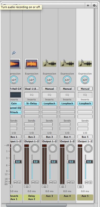 Loopback plugin inserted on each auxiliary