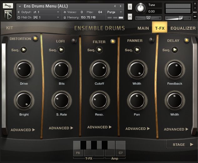 In addition to the custom sound 'warping' options, there is a whole host of traditional effects as well.