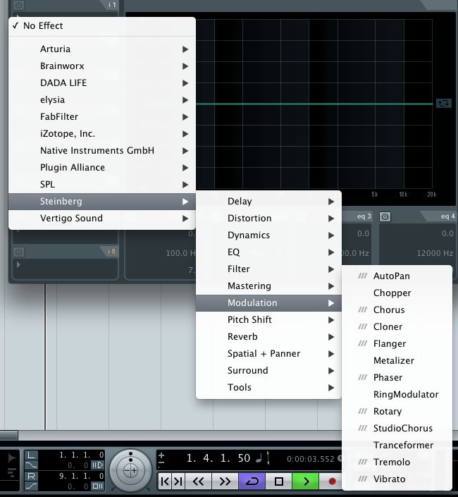 Cubase's modulation plug-in list shows the diversity in this category