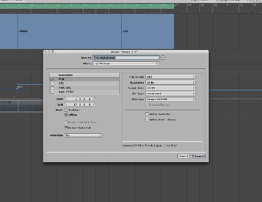 Exporting the track as usual