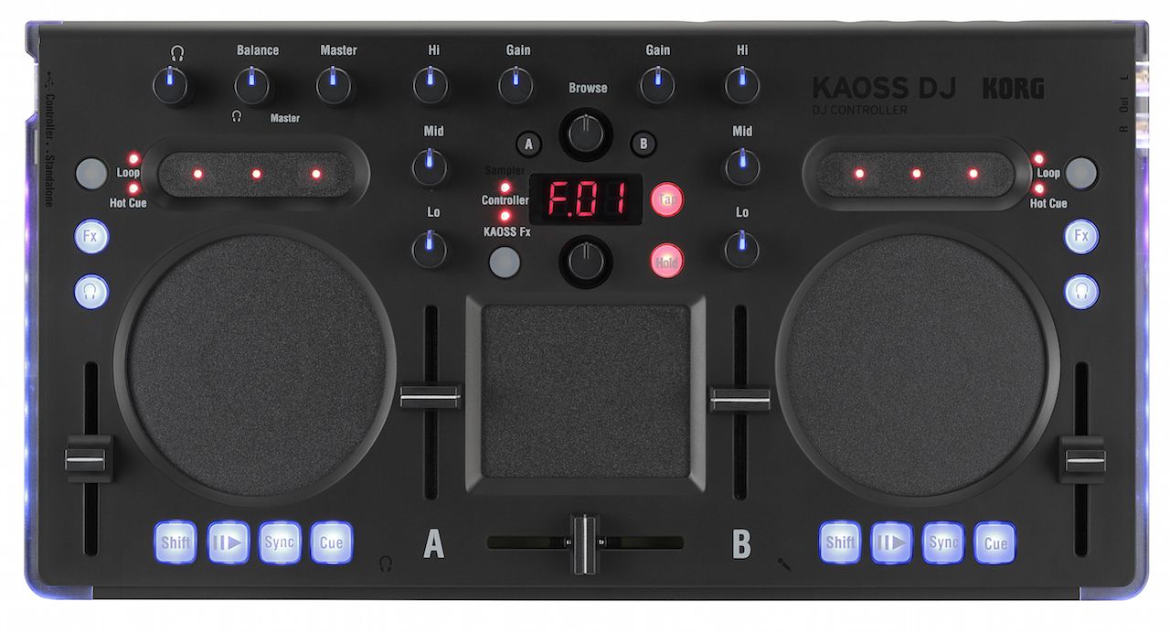 The new Korg KAOSS DJ - easy on the eye, but fully featured too.
