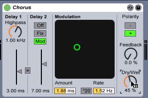 Chorus Mix knob is set to 45%