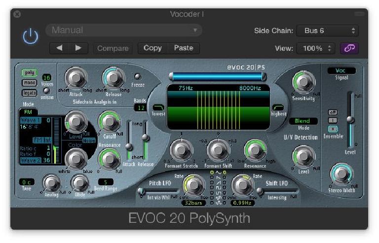 Fig 2 The EVOC 20 Vocoder—the PolySynth (Instrument) version
