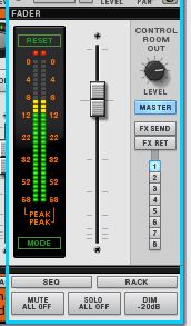 The master fader houses a few extra touches