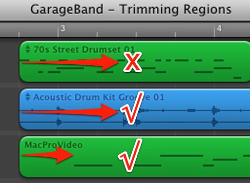 MIDI regions can be trimmed up to the point that notes exist.