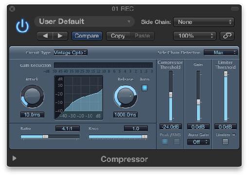 The Logic Compressor Vintage Opto Mode.