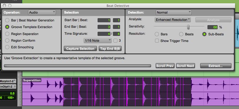 Beat for Groove Quantising in Pro Tools