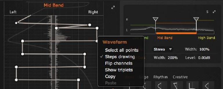 Step Drawing can be applied just like a step-sequencer which makes rhythmical work very easy to realise.