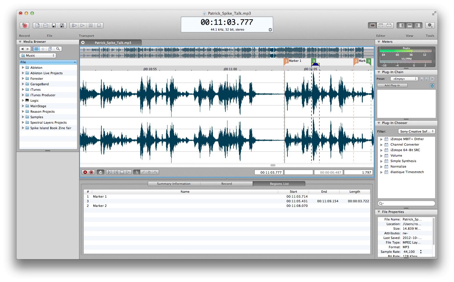 Sound Forge Pro for Mac sports a clean and uncluttered interface.
