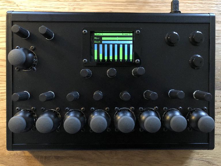 The control layout of the Turnado Hardware MIDI controller.