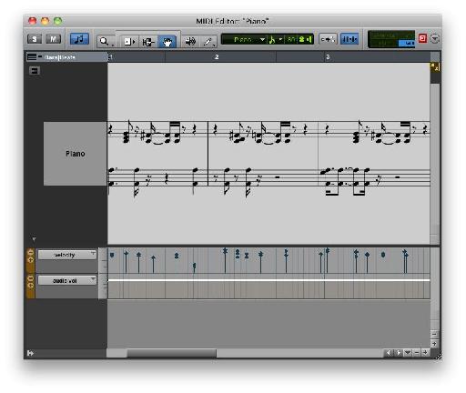 The MIDI Editor in Notation View