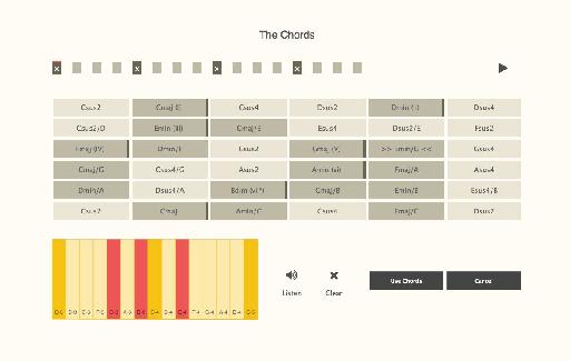 Figure 4 – Chord Progression Selection Window and Timeline.