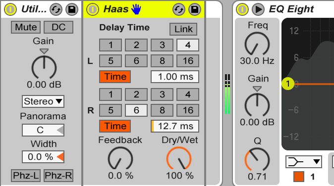 A lower delay time will create a tighter and more defined stereo effect and also avoids the detection of any flam being heard with transients in a sound.