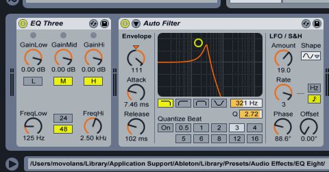 The EQ and Autofilter plug-ins