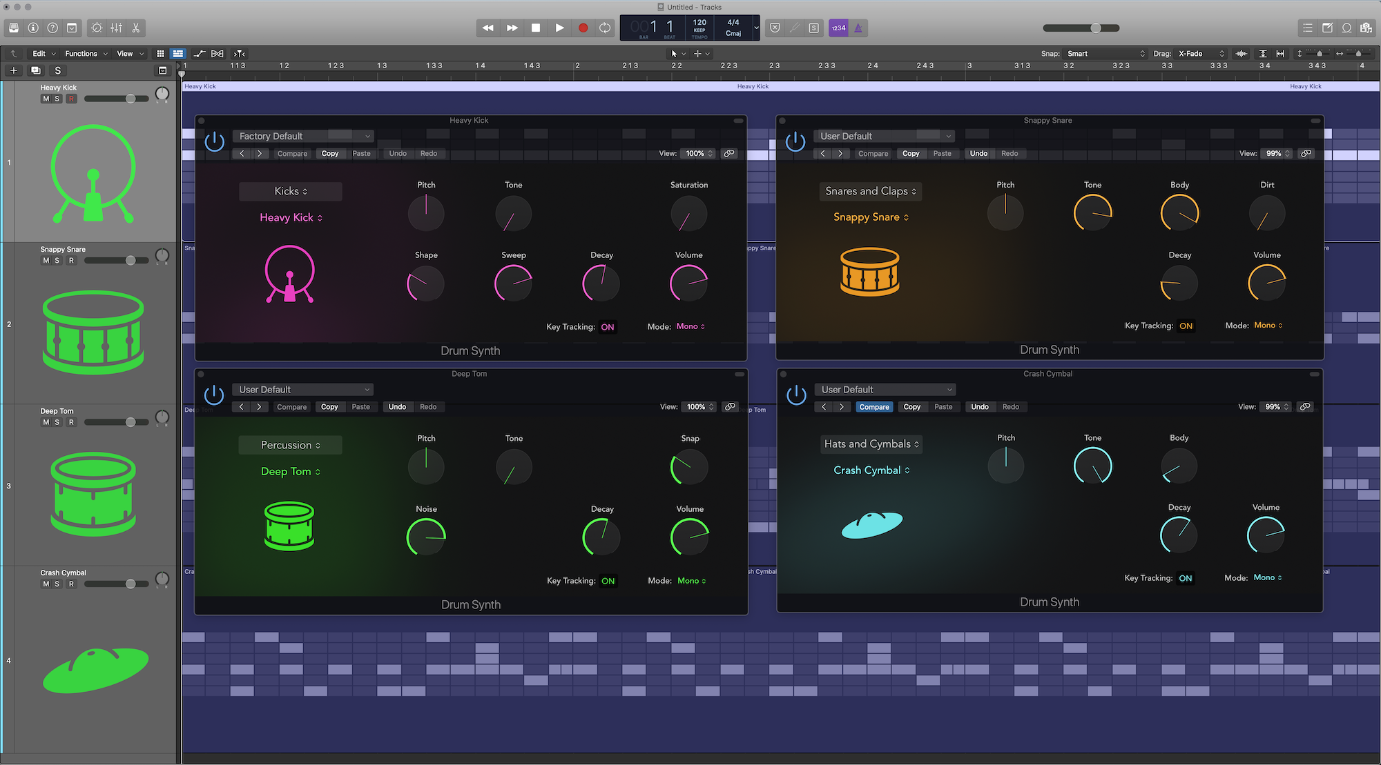 Drum Synth Snares and Claps in Logic Pro for Mac - Suporte da Apple (BR)