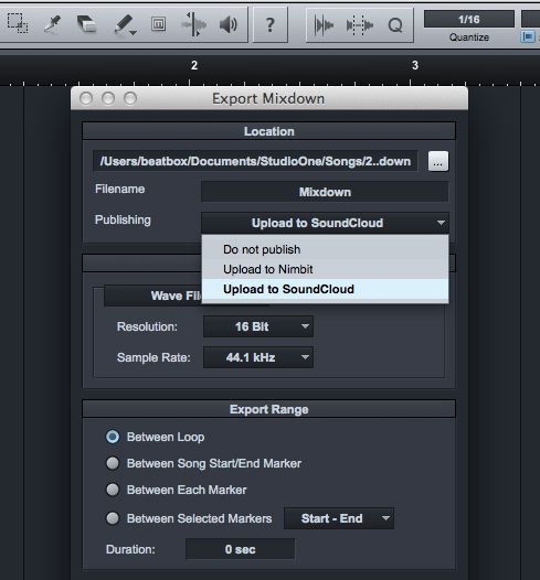 studio one how to export song