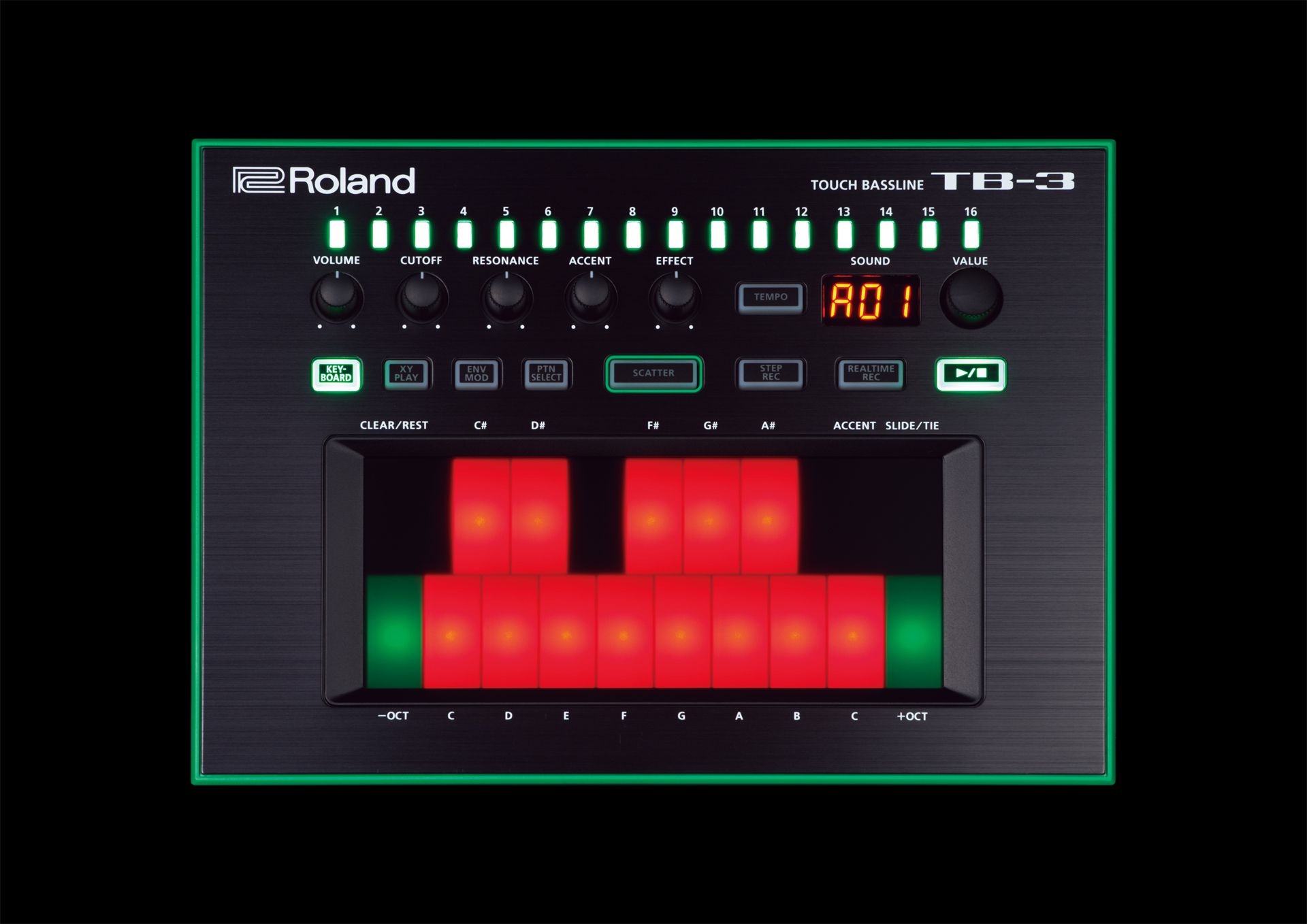 The new Roland AIRA TB-3 in all its glory.