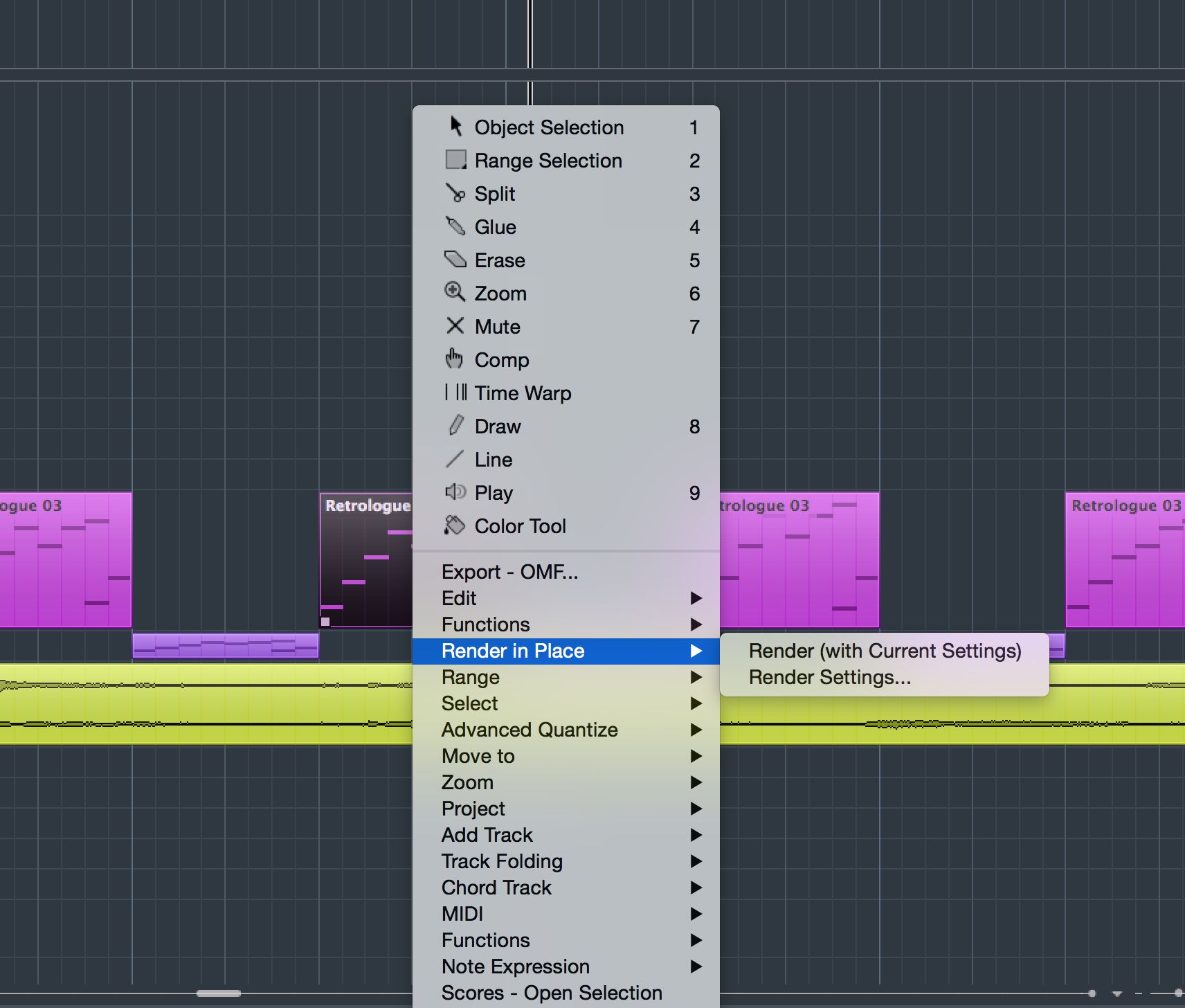 ableton live or cubase 3 split tracks