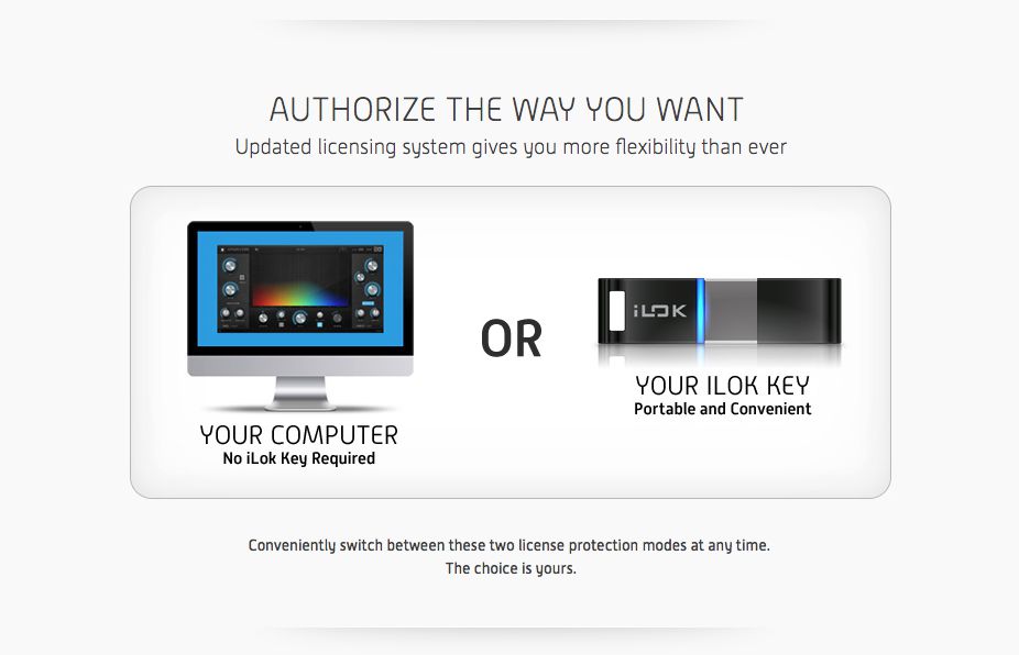 You can authorize your machine or iLok but both would have been nice.