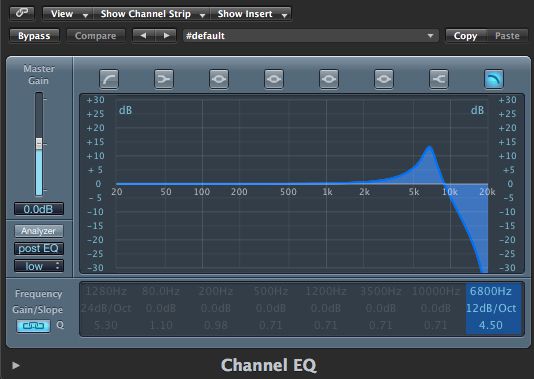 The Channel EQ High Cut settings.