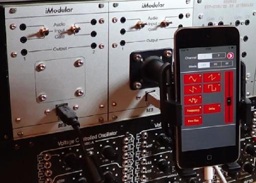 iPhone plugged into the iModular interface.