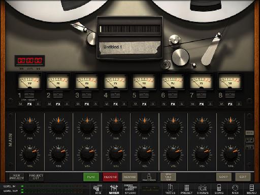 After purchase of either Premium or Total Studio Bundle, the Rec button in the toolbar changes its name to Mixer, but is essentially the same thing but now with eight tracks and a master section which contains two effects processors, master EQ and a master compressor.