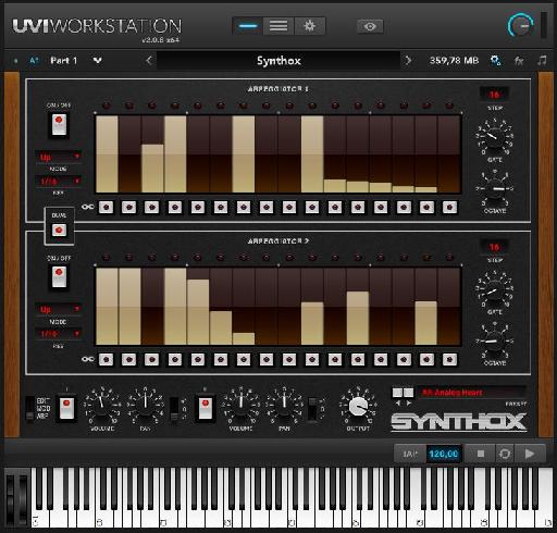 UVI Synthox 1.5 Arp screen.