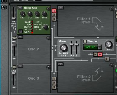 A single raw white noise oscillator is activated